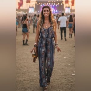 PATRONS Of Peace Boho Jumpsuit Size M